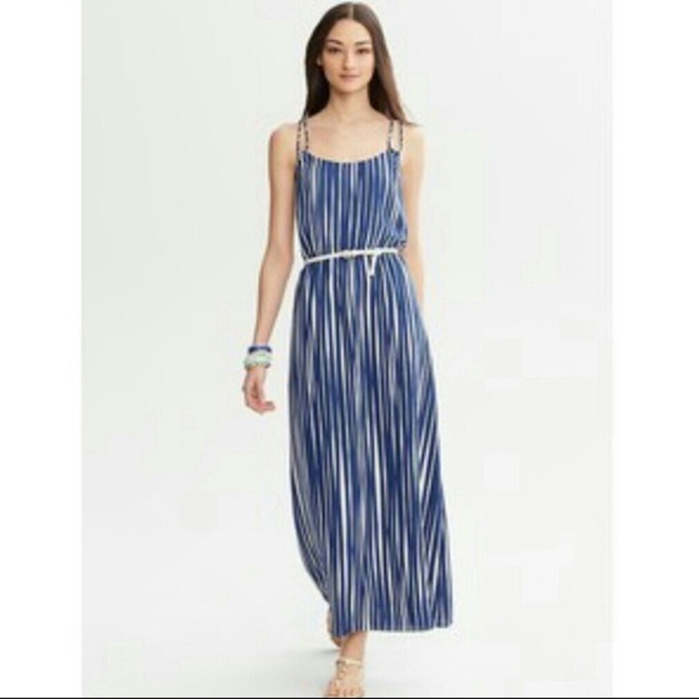 Banana Republic blue striped summer maxi dress